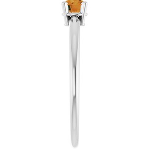 14K White Gold Imitation Citrine Ring