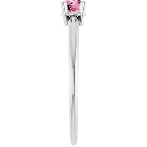 14K White Gold Imitation Pink Tourmaline Ring