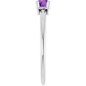 14K White Gold Imitation Amethyst Ring