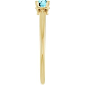14K Yellow Gold Imitation Blue Zircon Ring