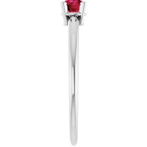 14K White Gold Imitation Ruby Ring