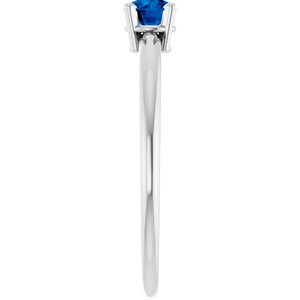 14K White Gold Imitation Blue Sapphire Ring
