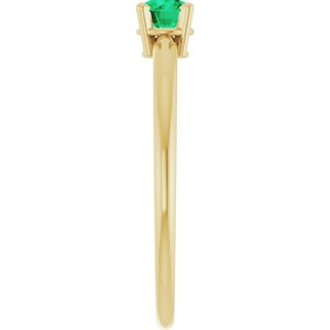14K Yellow Gold Imitation Emerald Ring
