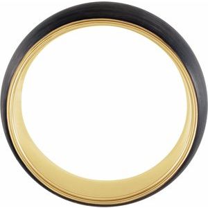 18K Rose Gold PVD & Black PVD Tungsten 8 mm Comfort-Fit Half-Round Band Size 6