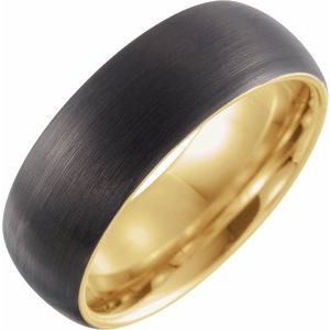 18K Rose Gold PVD & Black PVD Tungsten 8 mm Comfort-Fit Half-Round Band Size 6