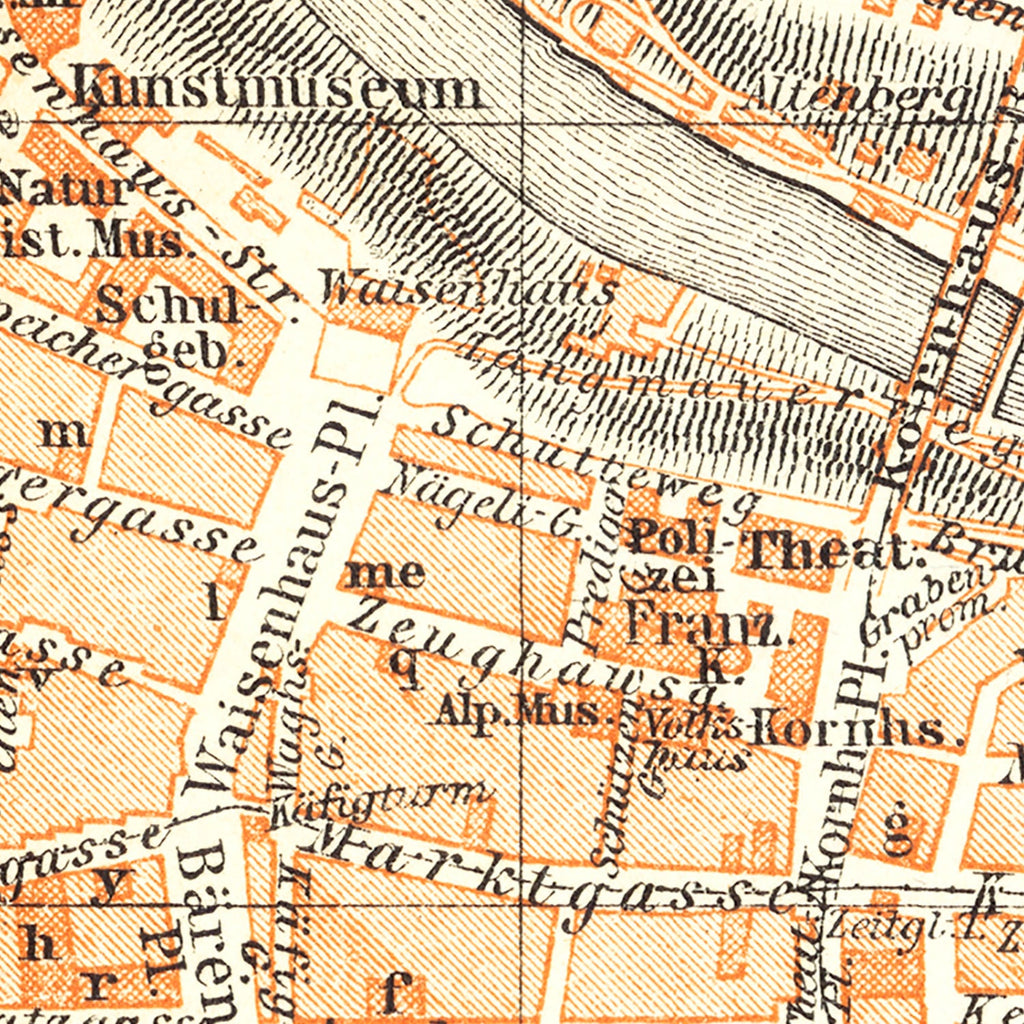 Vintage Map of Bern, Switzerland 1927