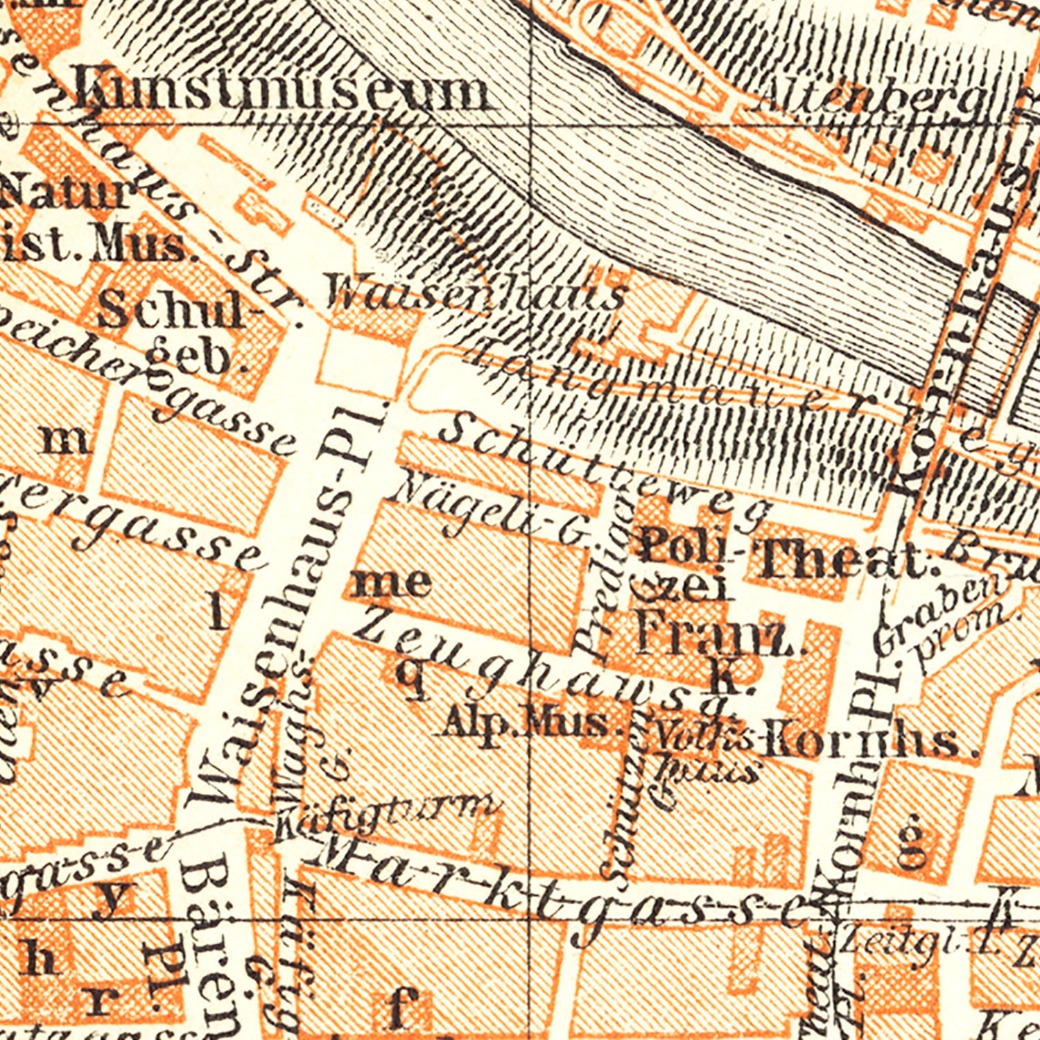 Vintage Map of Bern, Switzerland 1927