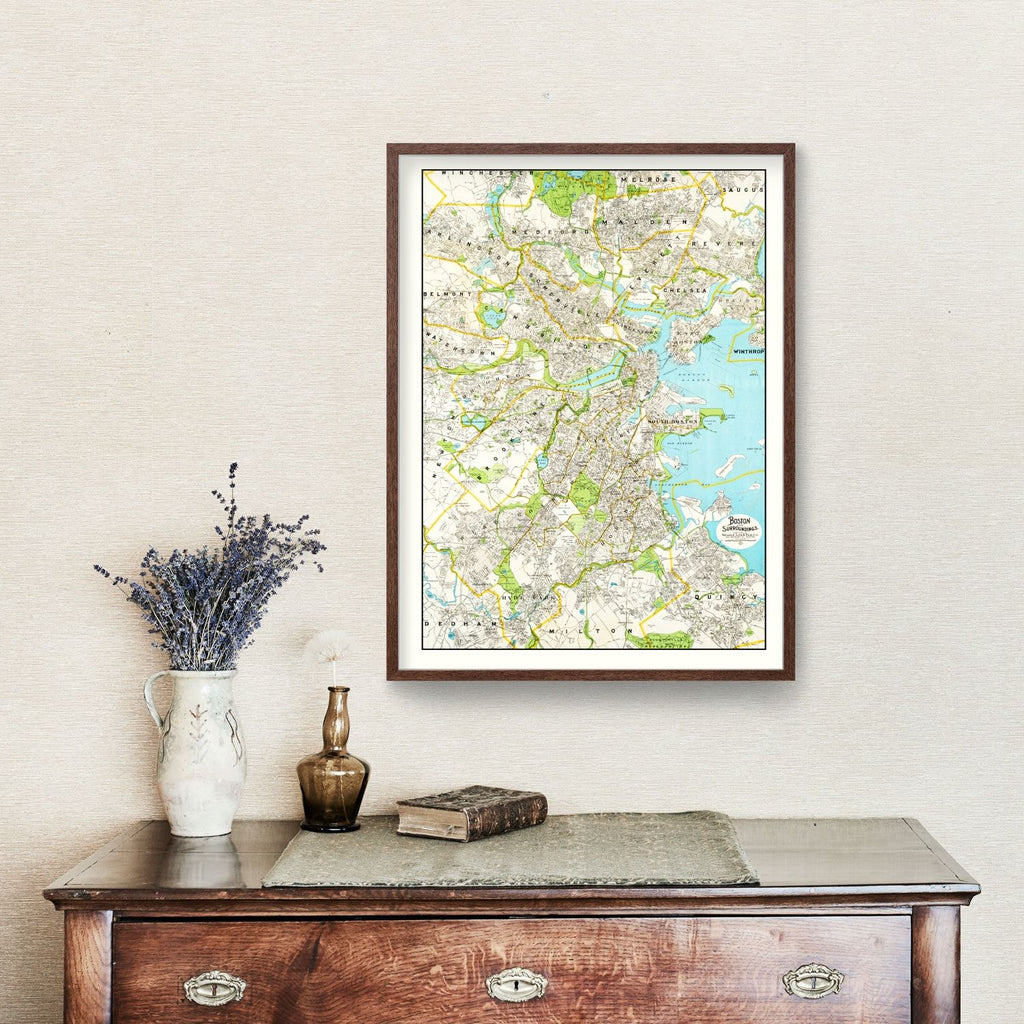Vintage Map of Boston, Massachusetts 1927
