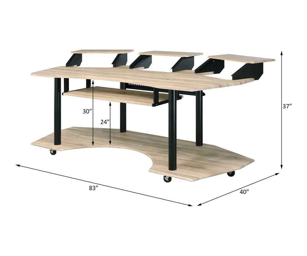 83' Eleazar Natural Oak Finish Music Recording Studio Desk