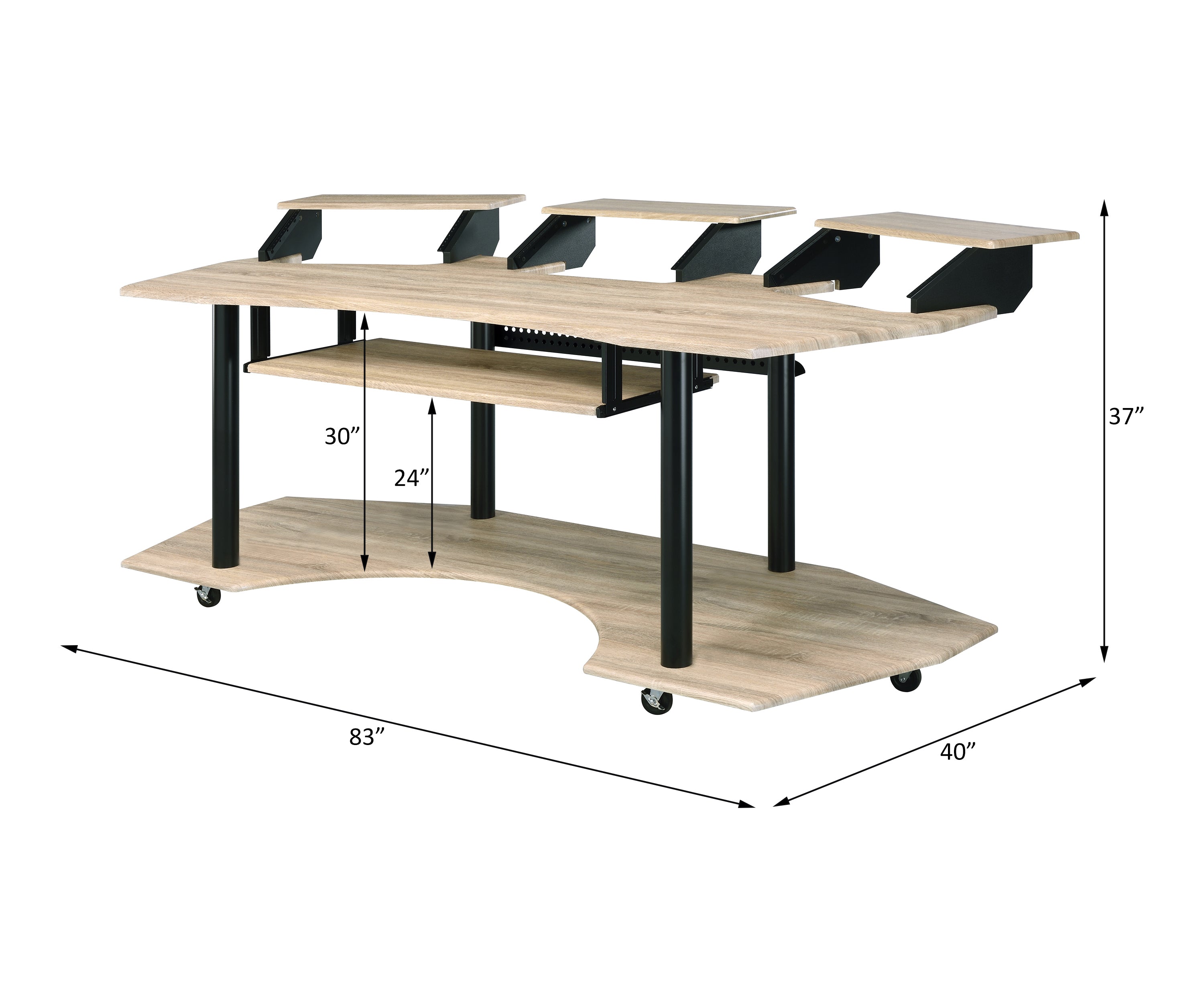 83' Eleazar Natural Oak Finish Music Recording Studio Desk