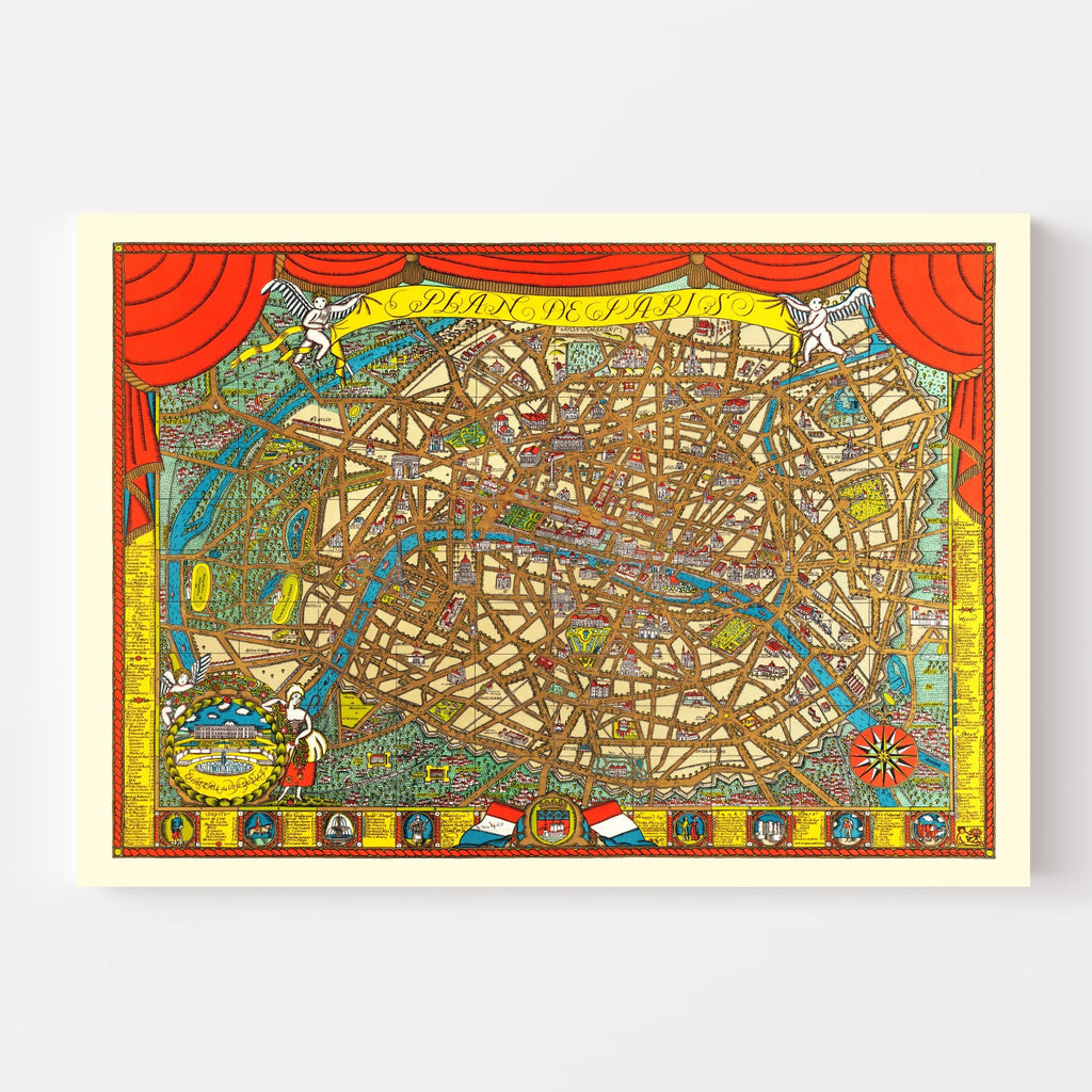 Vintage Map of Paris, France 1927