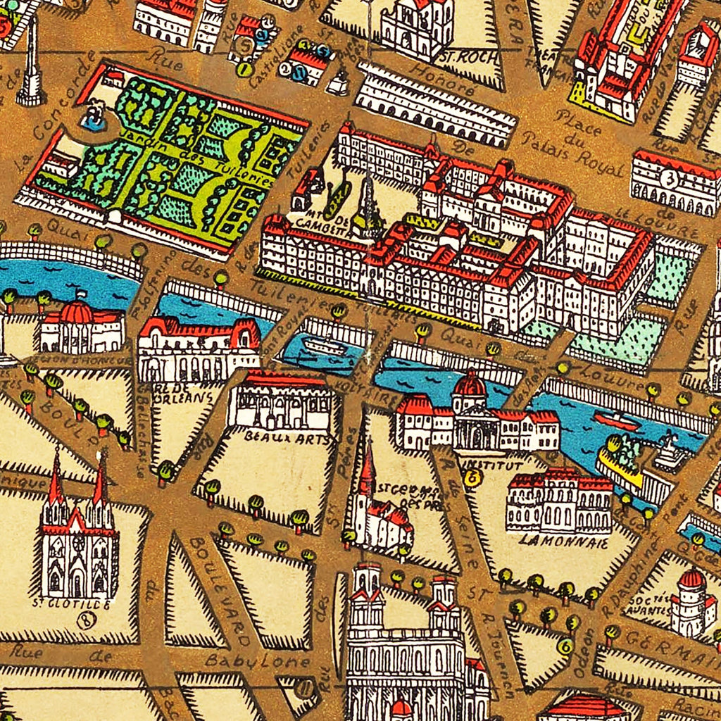Vintage Map of Paris, France 1927