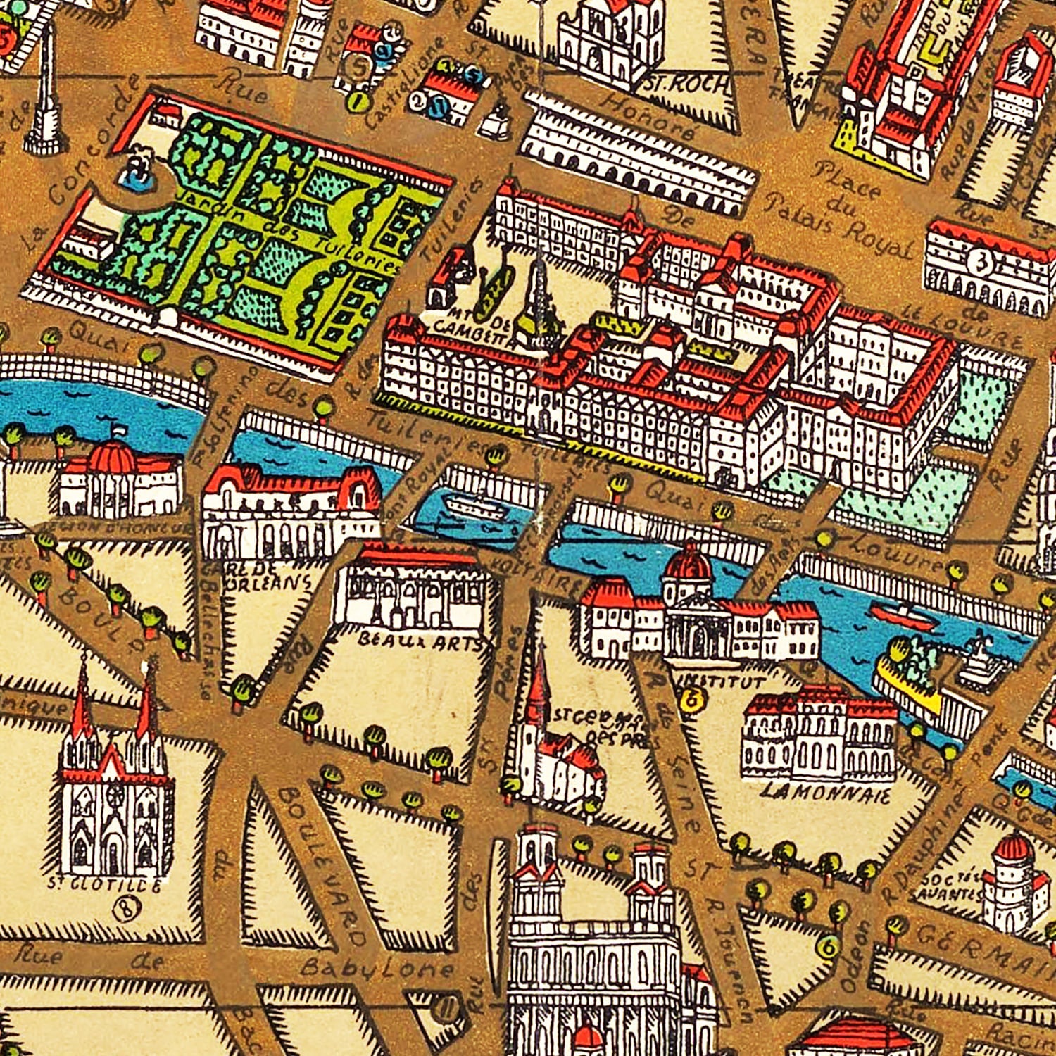 Vintage Map of Paris, France 1927