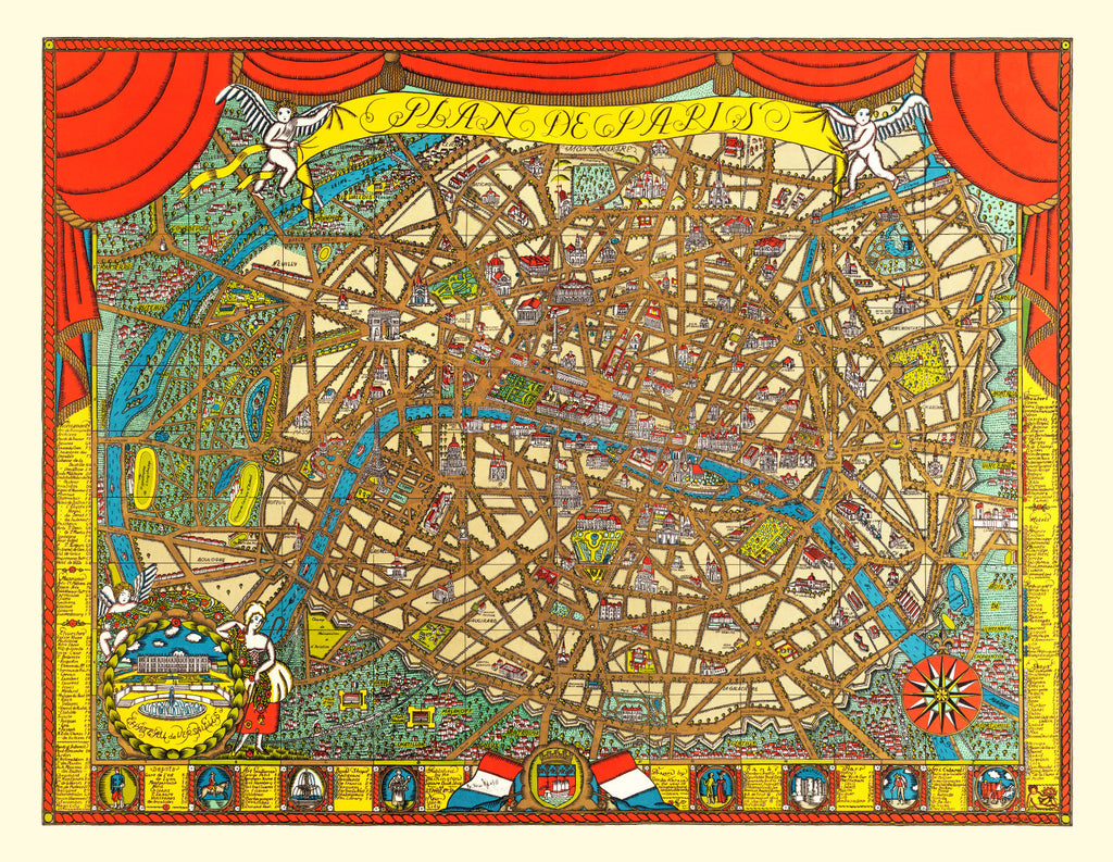 Vintage Map of Paris, France 1927