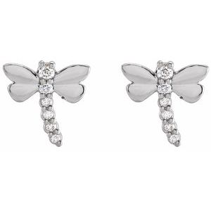 Platinum .08 CTW Natural Diamond Dragonfly Earrings – image 2
