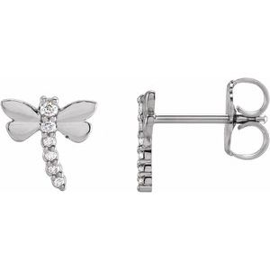 14K Rose Gold .08 CTW Natural Diamond Dragonfly Earrings – image 3