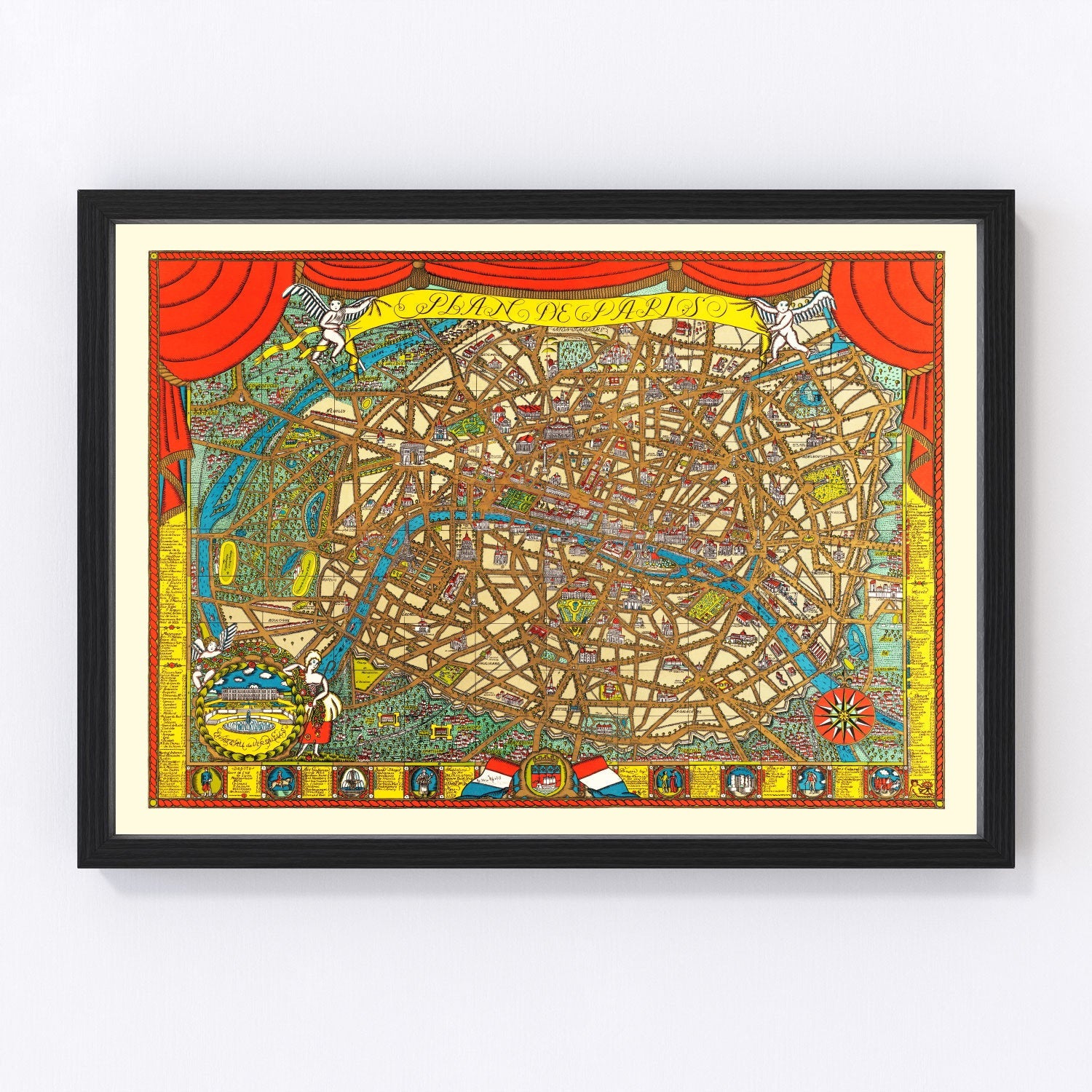 Vintage Map of Paris, France 1927