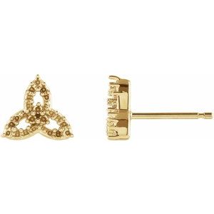 14K Yellow Gold Accented Celtic-Inspired Trinity Earring Mounting