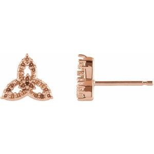 14K Rose Gold Accented Celtic-Inspired Trinity Earring Mounting