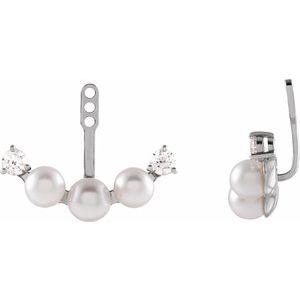 Three-Stone Pearl Earring Jackets
