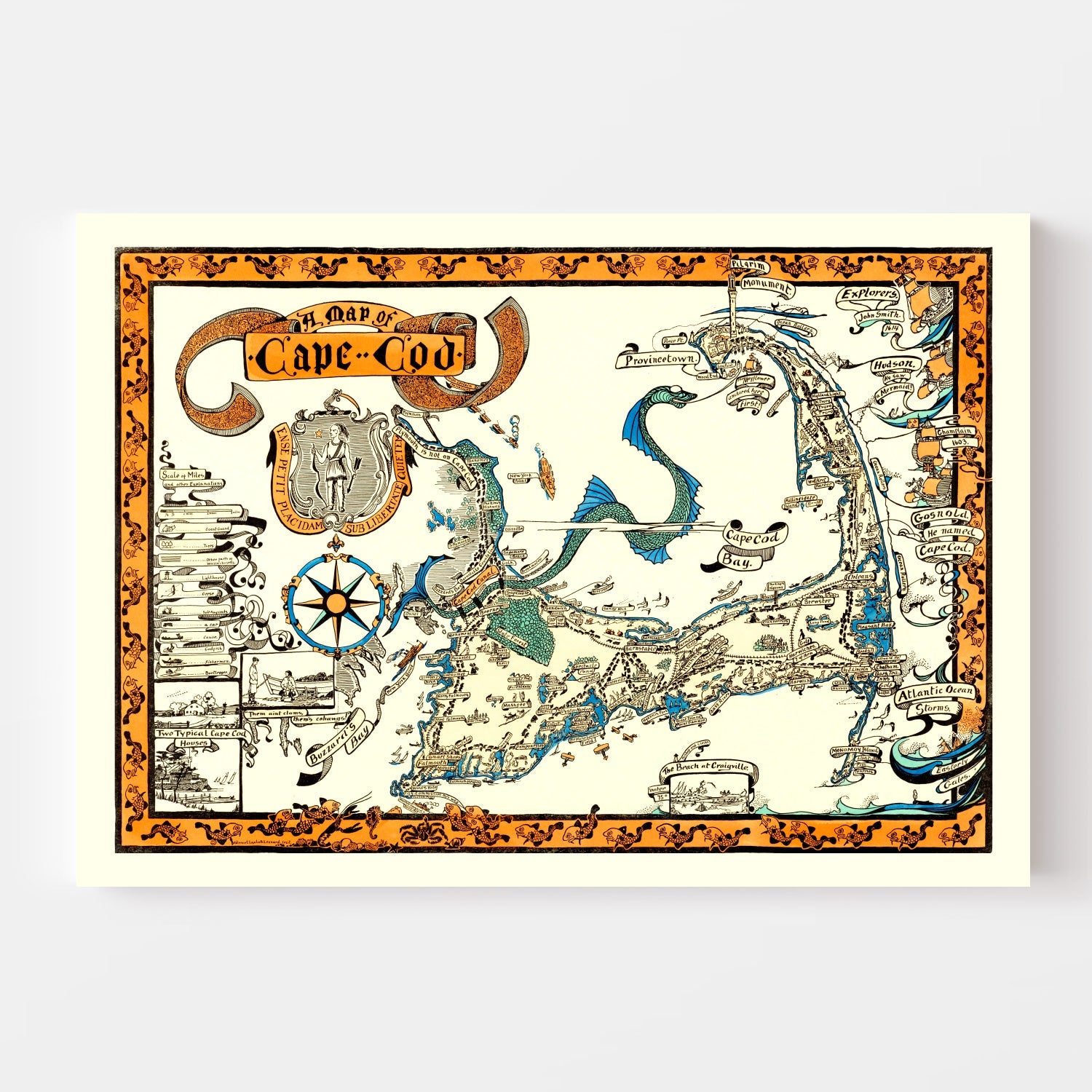 Vintage Map of Cape Cod, 1926