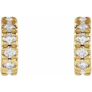 14K Yellow Gold 1/4 CTW Natural Diamond French-Set Huggie Hoop Earrings