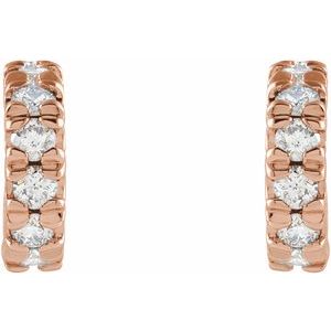 14K Rose Gold 1/4 CTW Natural Diamond French-Set Huggie Hoop Earrings – image 2