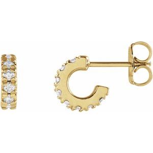 14K Yellow Gold 1/4 CTW Natural Diamond French-Set Huggie Hoop Earrings