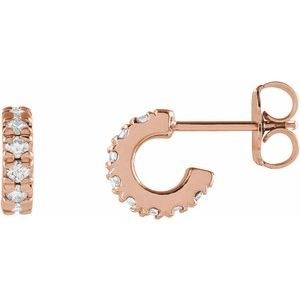 14K Rose Gold 1/4 CTW Natural Diamond French-Set Huggie Hoop Earrings