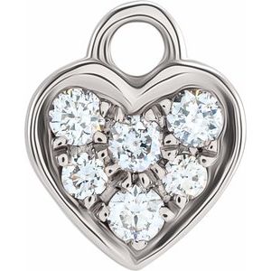 14K White Gold Petite Pav���� .06 CTW Natural Diamond Heart Dangle