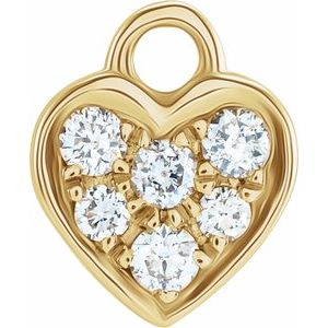 14K Yellow Gold Petite Pav���� .06 CTW Natural Diamond Heart Dangle