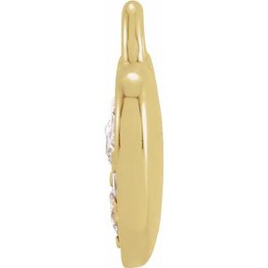14K Yellow Gold Petite Pav���� .06 CTW Lab-Grown Diamond Heart Dangle
