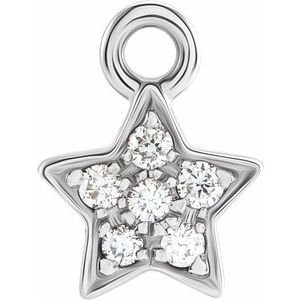14K White Gold Petite Pav���� .03 CTW Natural Diamond Star Dangle
