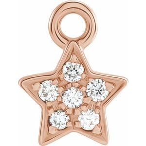 14K Rose Gold Petite Pav���� .03 CTW Natural Diamond Star Dangle