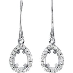 14K White Gold 5x3 mm Pear 1/10 CTW Natural Diamond Semi-Set Earrings – image 2