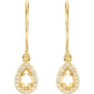 14K Yellow Gold 6x4 mm Pear 1/10 CTW Natural Diamond Semi-Set Earrings – image 2
