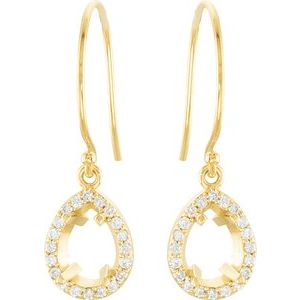 14K Yellow Gold 7.5x5 mm Pear 1/5 CTW Natural Diamond Semi-Set Earrings – image 2
