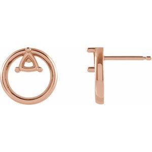 14K Rose Gold 3.5x3.5x3.5 mm Trillion Geometric Earring Mounting