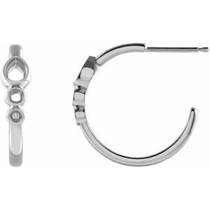 Sterling Silver 4x3 mm Pear Bezel-Set Hoop Earring Mounting