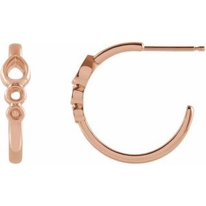 14K Rose Gold 4x3 mm Pear Bezel-Set Hoop Earring Mounting