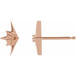 14K Rose Gold 1.5 mm Round Starburst Earring Mounting