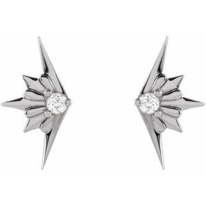 Sterling Silver .03 CTW Natural Diamond Starburst Earrings – image 2