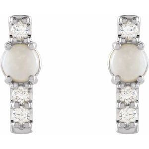 Sterling Silver Natural Ethiopian Opal & 1/5 CTW Natural Diamond Bar Earrings – image 2