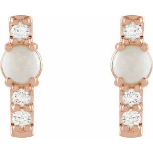 14K Rose Gold Natural Ethiopian Opal & 1/5 CTW Natural Diamond Bar Earrings – image 2