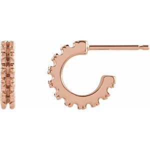 14K Rose Gold 1.7 mm Round French-Set 10 mm Huggie Hoop Earring Mounting