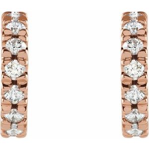 14K Rose Gold 1/3 CTW Natural Diamond French-Set 10 mm Huggie Hoop Earrings – image 2