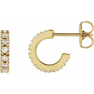 14K Yellow Gold 1/3 CTW Lab-Grown Diamond French-Set 10 mm Huggie Hoop Earrings