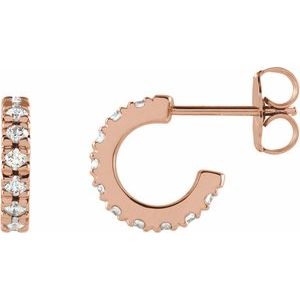 14K Rose Gold 1/3 CTW Lab-Grown Diamond French-Set 10 mm Huggie Hoop Earrings