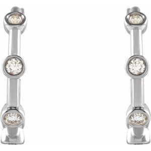 Sterling Silver 1/4 CTW Natural Diamond Bezel-Set Hoop Earrings – image 2