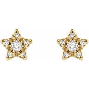 14K Yellow Gold 1/10 CTW Natural Diamond Star Earrings
